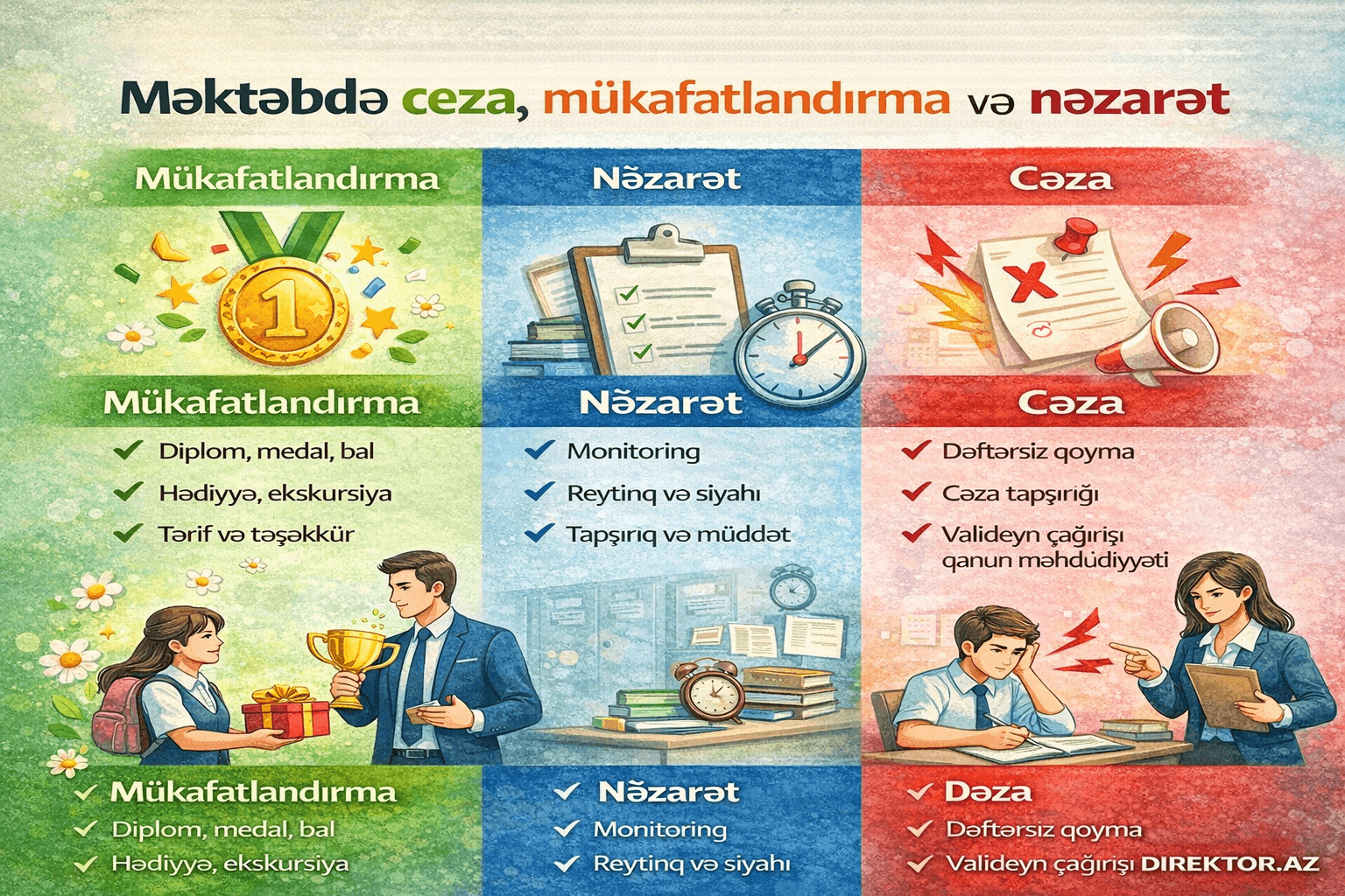 Məktəbdə cəza, mükafatlandırma və nəzarət