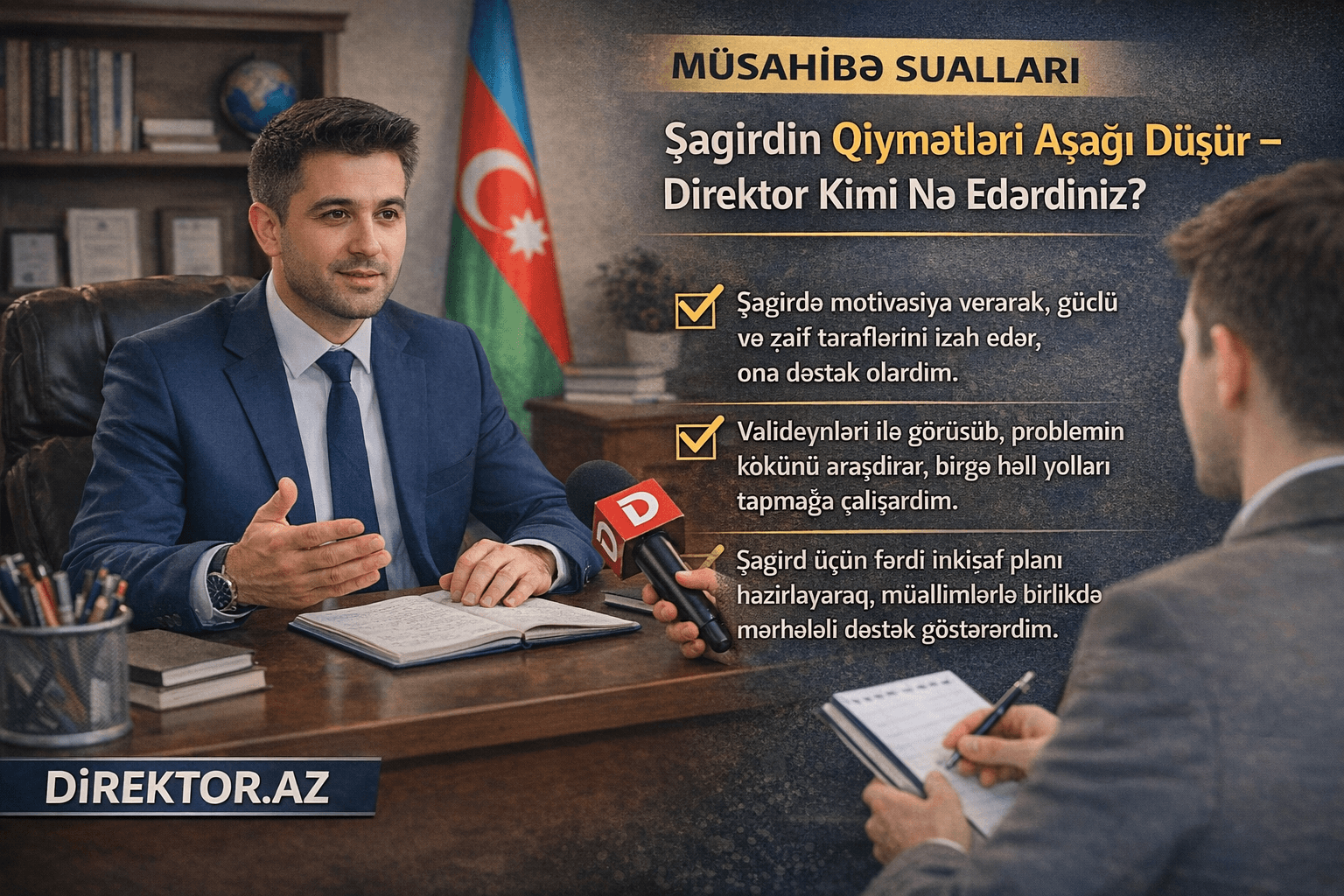 Müsahibə sualları: 13. Şagirdin qiymətləri aşağı düşür -Direktor kimi nə edərdiniz ?