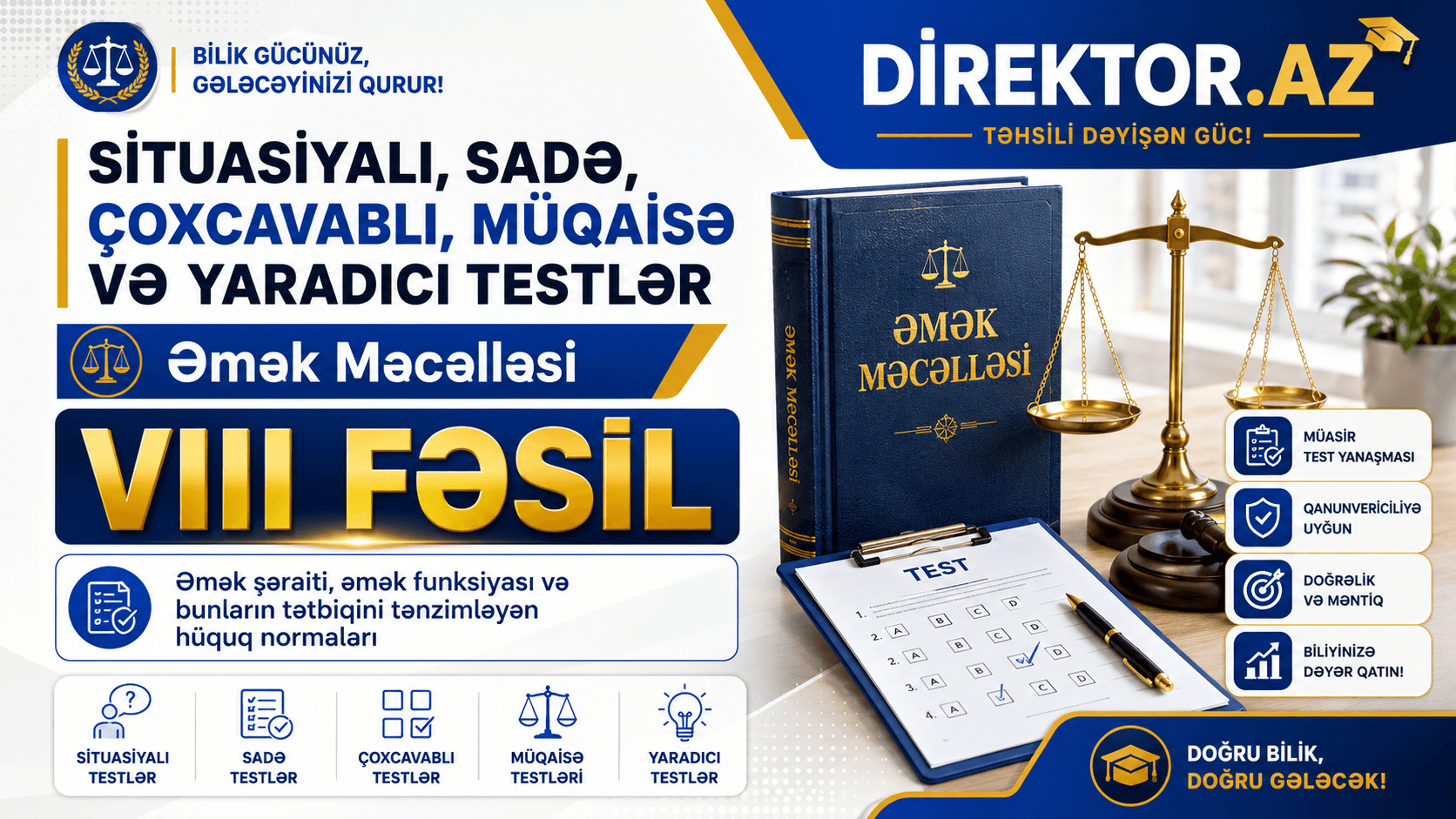 VIII Fəsil Əmək şəraiti, əmək funksiyası və bunların tətbiqi Situasiyalı Testlər 