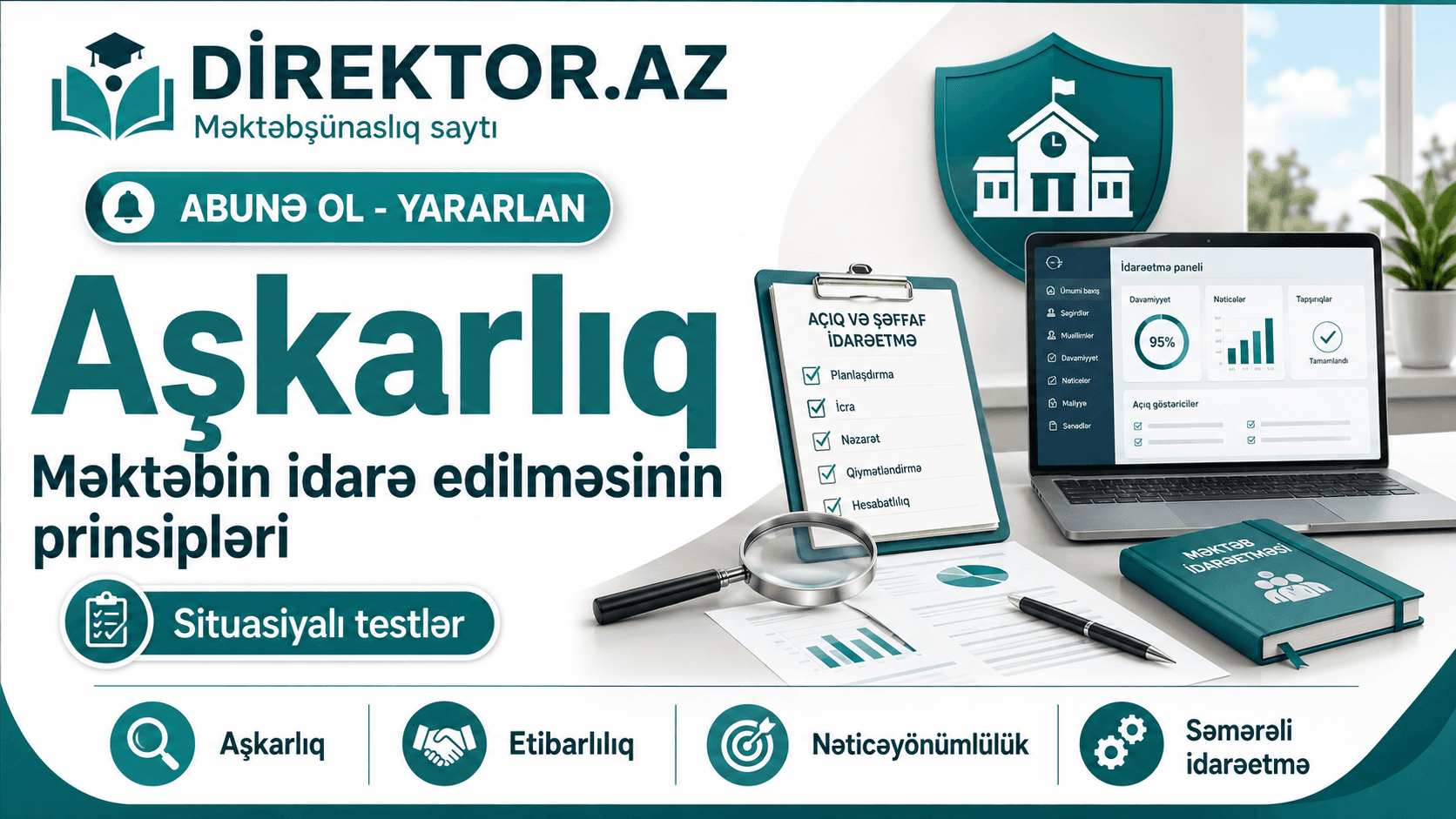 Aşkarlıq. Məktəbin idarə edilməsinin prinsipləri. Situasiyalı testlər 