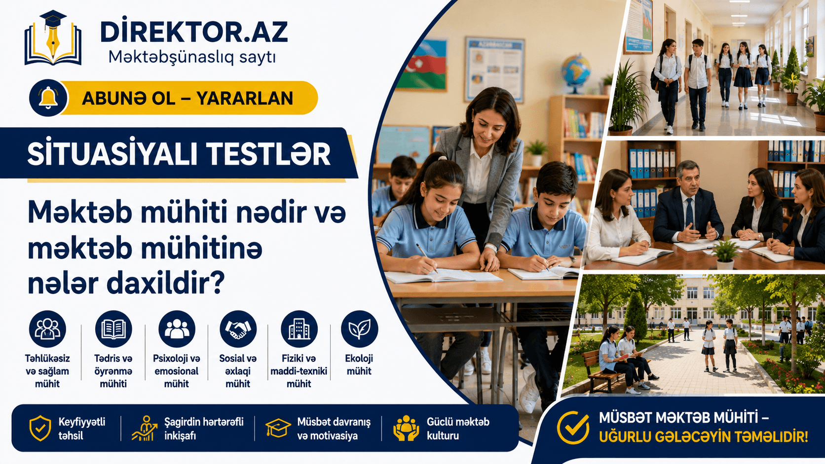 Məktəb mühiti nədir və məktəb mühitinə nələr daxildir? Situasiyalı testlər 
