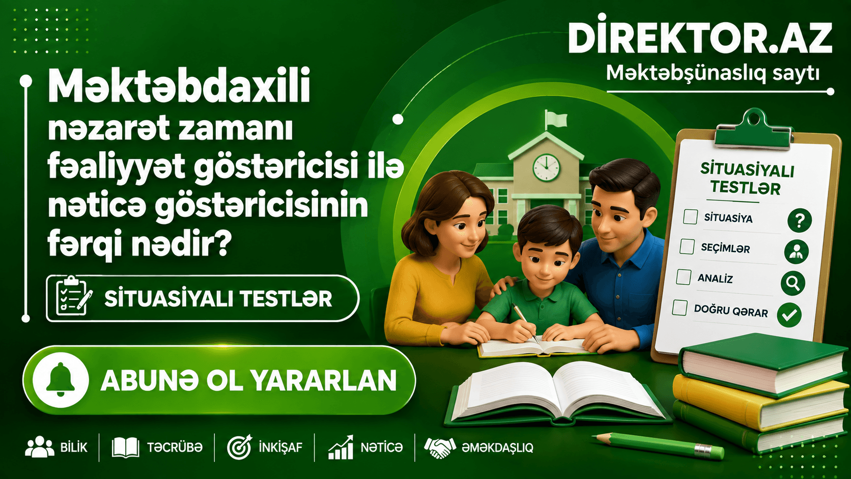 Məktəbdaxili nəzarət zamanı fəaliyyət göstəricisi ilə nəticə göstəricisinin fərqi nədir? Situasiyalı testlər 