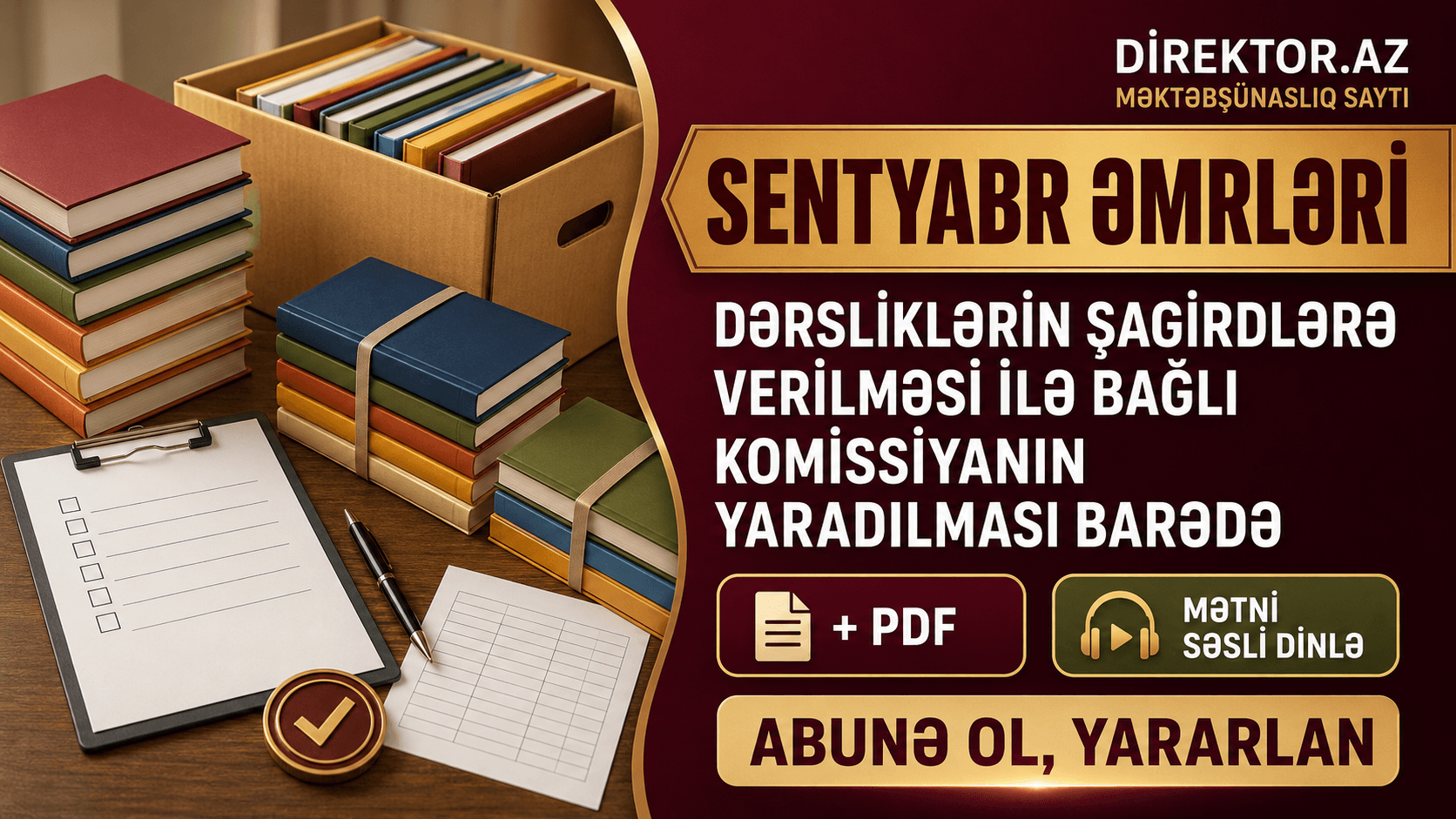 Əmrlər-Dərsliklərin şagirdlərə verilməsi ilə bağlı komissiyanın yaradılması barədə. + PDF