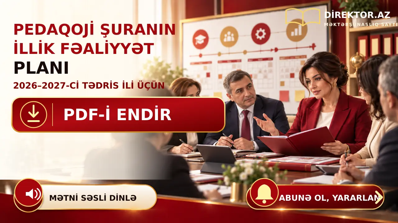 Pedaqoji Şuranın illik fəaliyyət planı 2026–2027-ci tədris ili üçün PDF-i endir