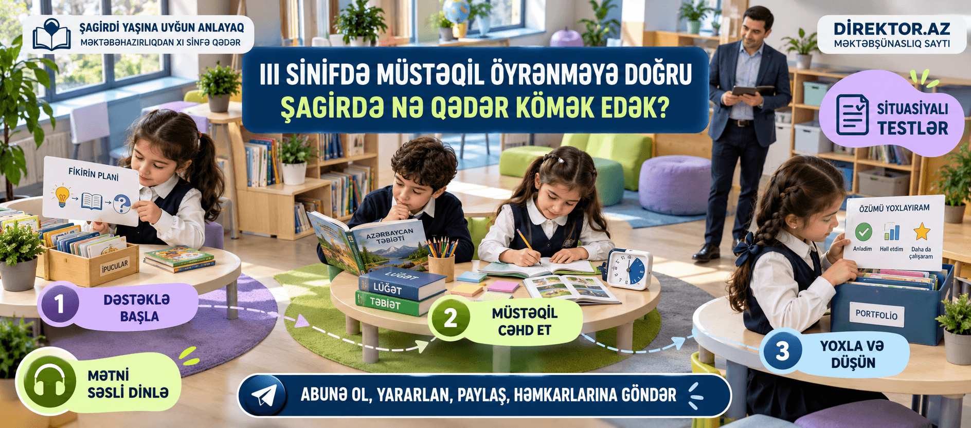 III sinifdə müstəqil öyrənməyə doğru: şagirdə nə qədər kömək edək?