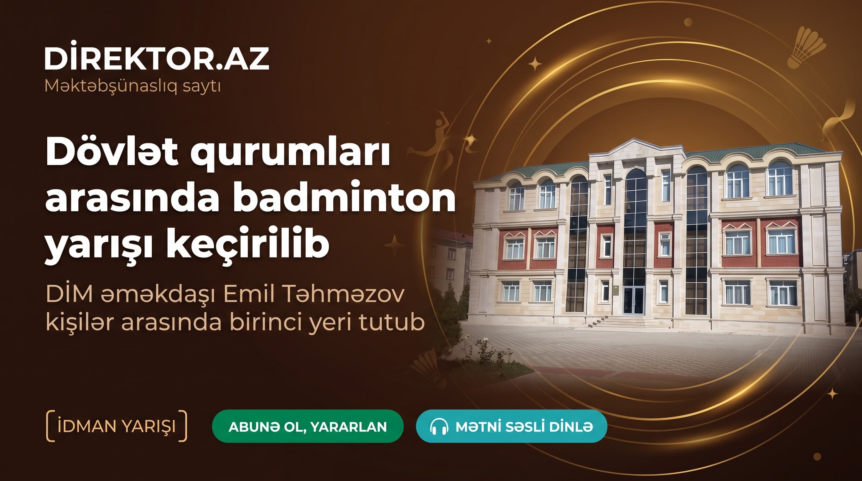 DİM-in əməkdaşı badminton yarışında birinci yeri tutub