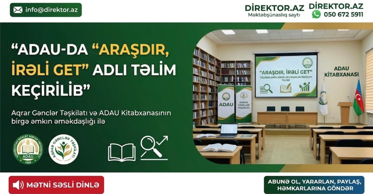 ADAU-da “Araşdır, irəli get” adlı təlim keçirilib