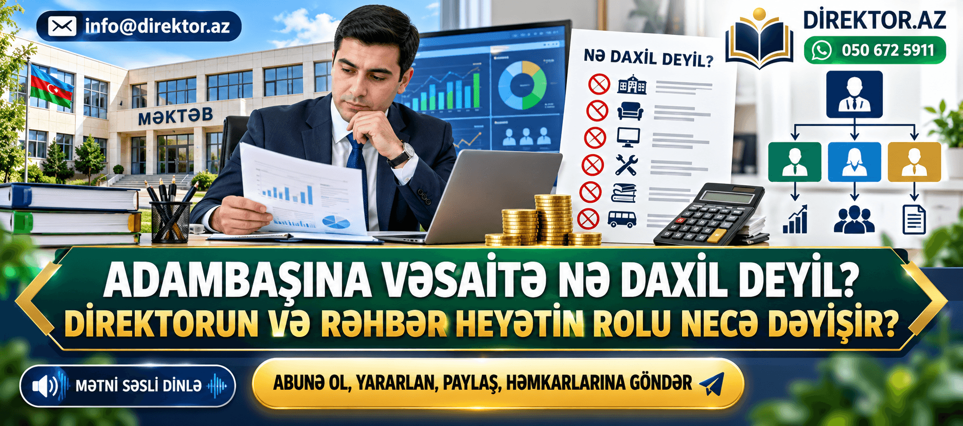 Adambaşına vəsaitə nə daxil deyil? Direktorun və rəhbər heyətin rolu necə dəyişir? 