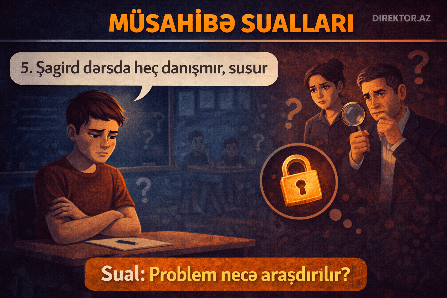 Müsahibə sualları: 5. Şagird dərsdə heç danışmır, susur.