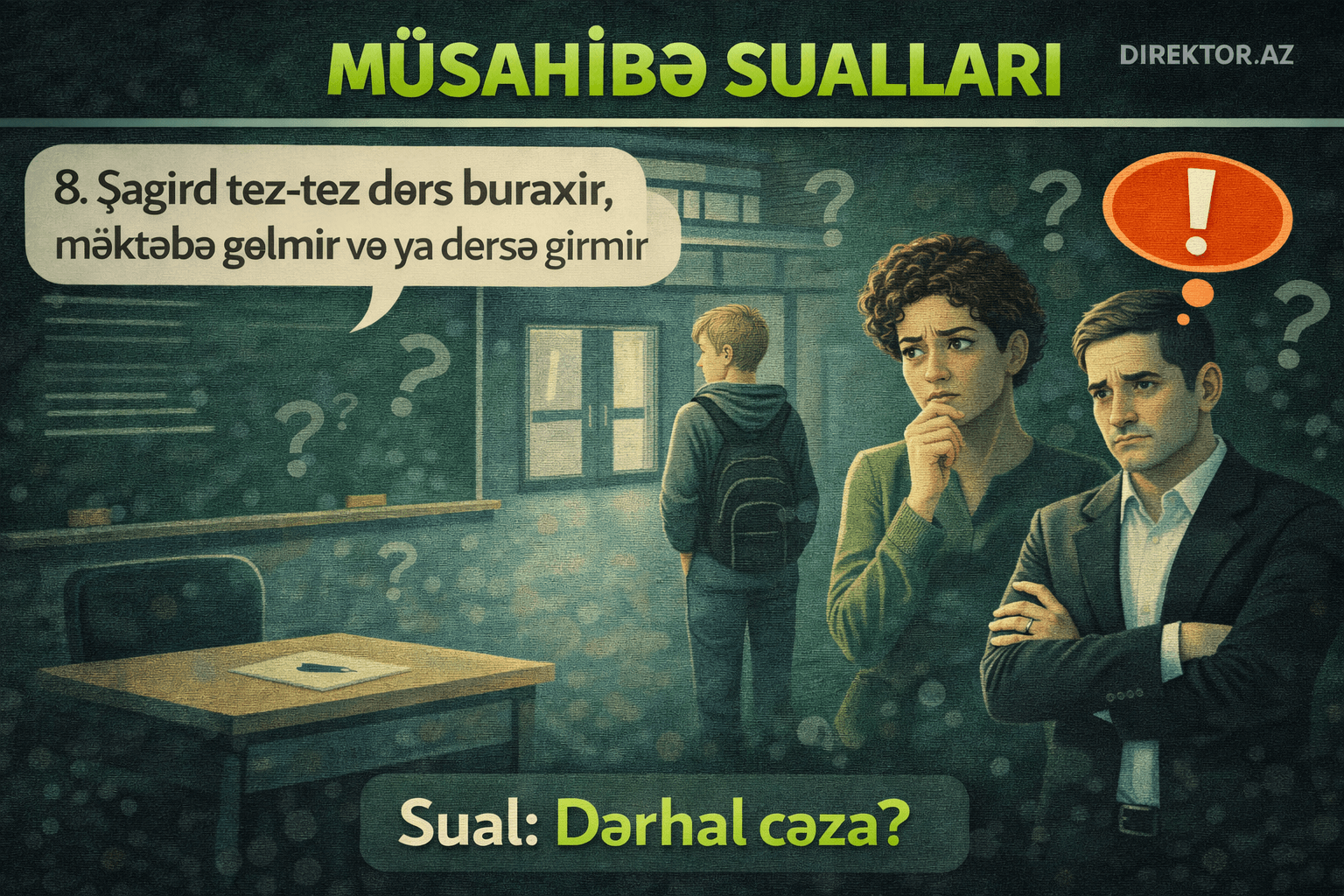 Müsahibə sualları: 8. Şagird tez-tez dərs buraxır, məktəbə gəlmir və ya dərsə girmir.