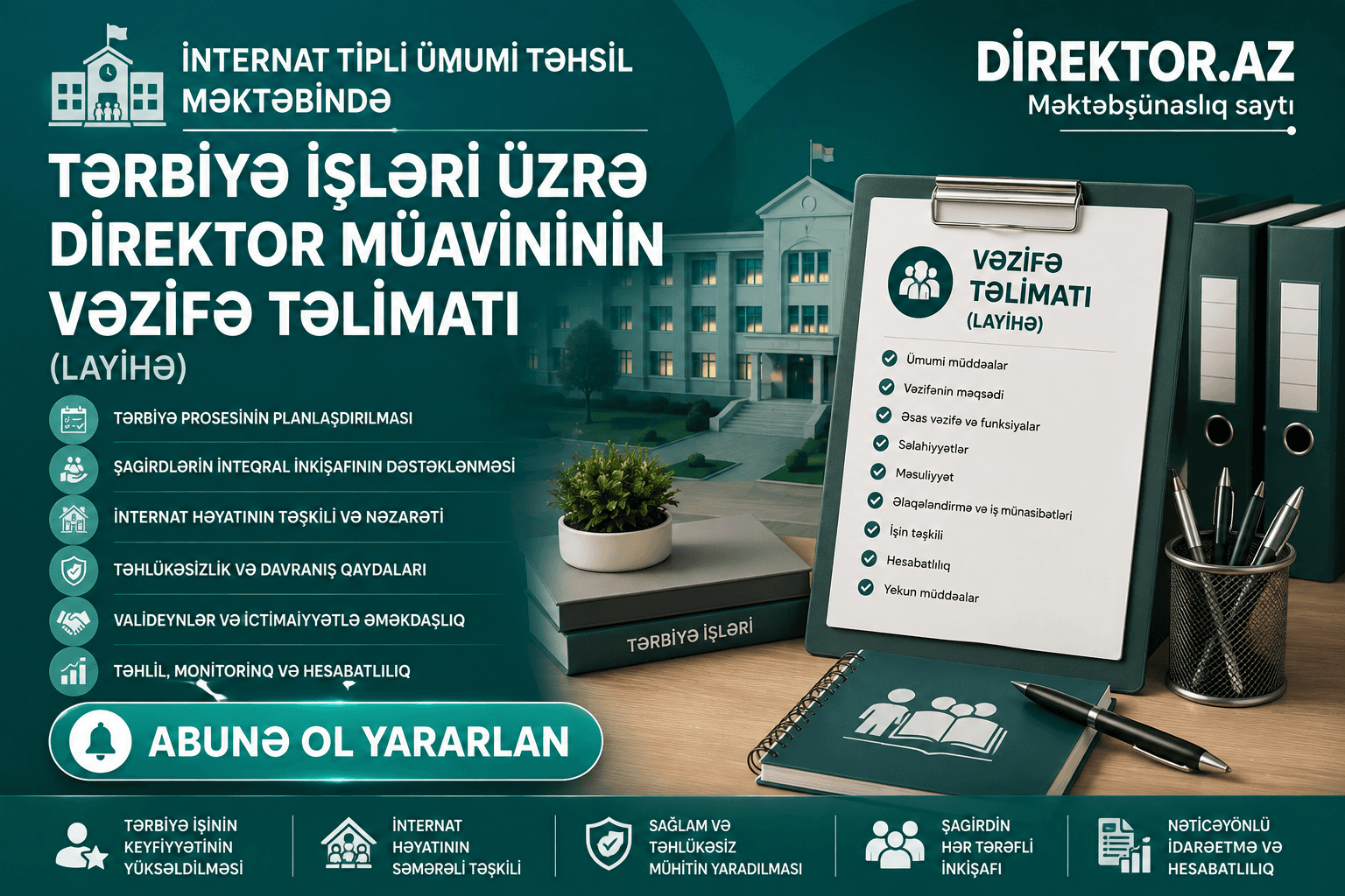 İnternat tipli ümumi təhsil məktəbində Tərbiyə işləri üzrə direktor müavininin vəzifə Təlimatı (layihə)