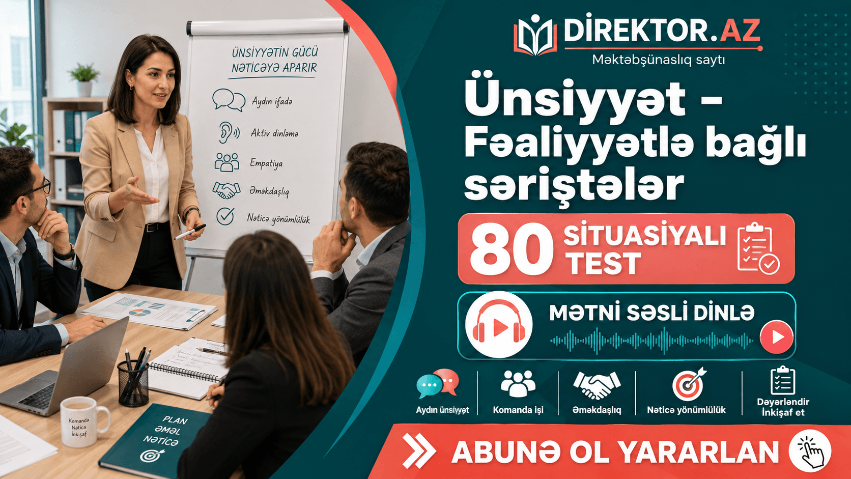 Ünsiyyət - Fəaliyyətlə bağlı səriştələr. 80 Situasiyalı test