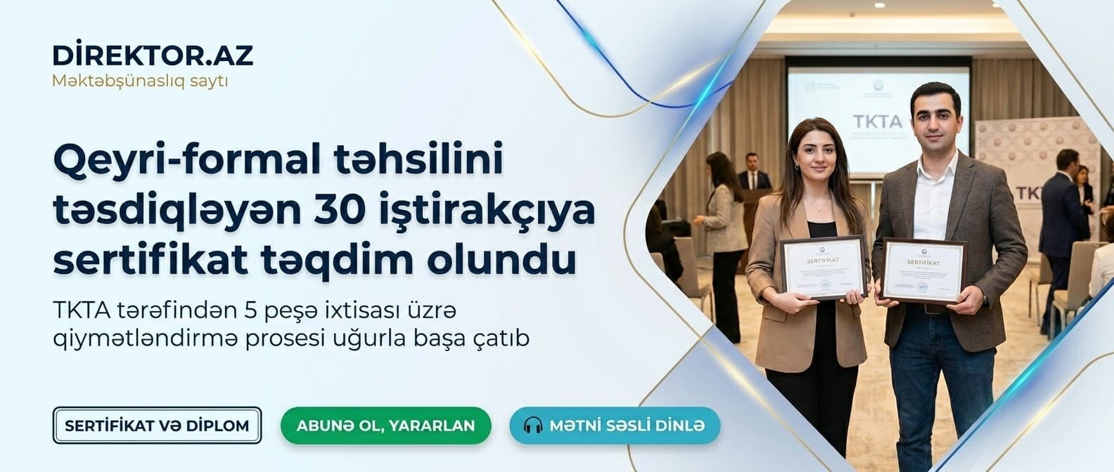 Qeyri-formal təhsilin tanınması üzrə 30 nəfərə sertifikat təqdim edilib