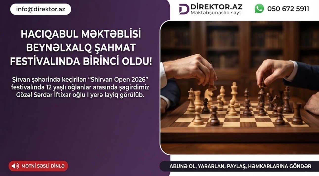 Hacıqabul məktəblisi şahmat yarışında I yer qazanıb