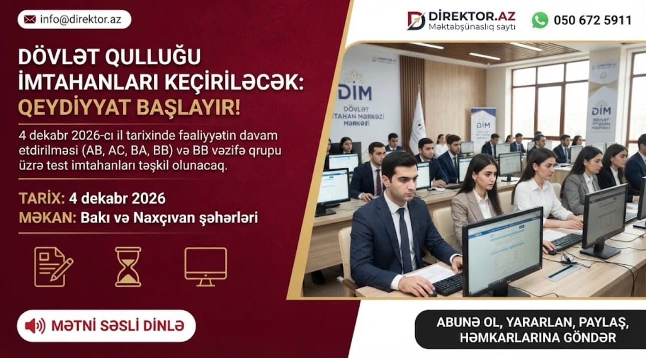DİM dövlət qulluğu üzrə imtahanlara qeydiyyat elan edib