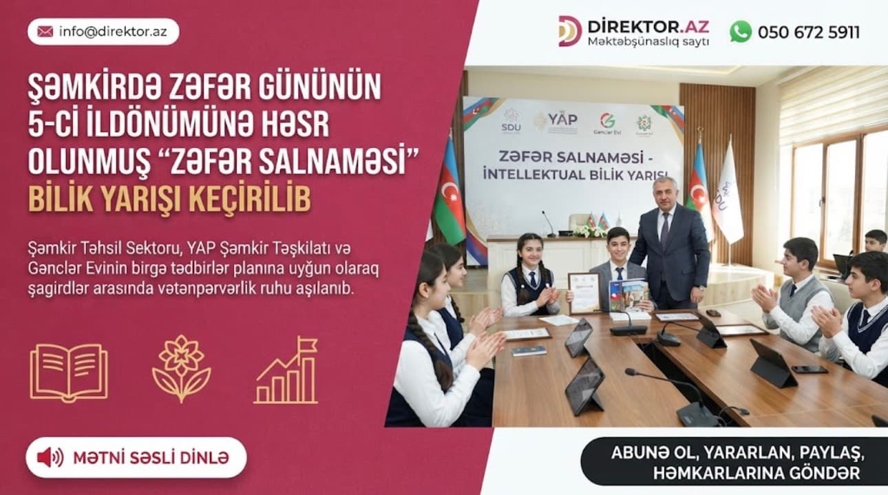 Şəmkirdə şagirdlər üçün intellektual bilik yarışı keçirilib