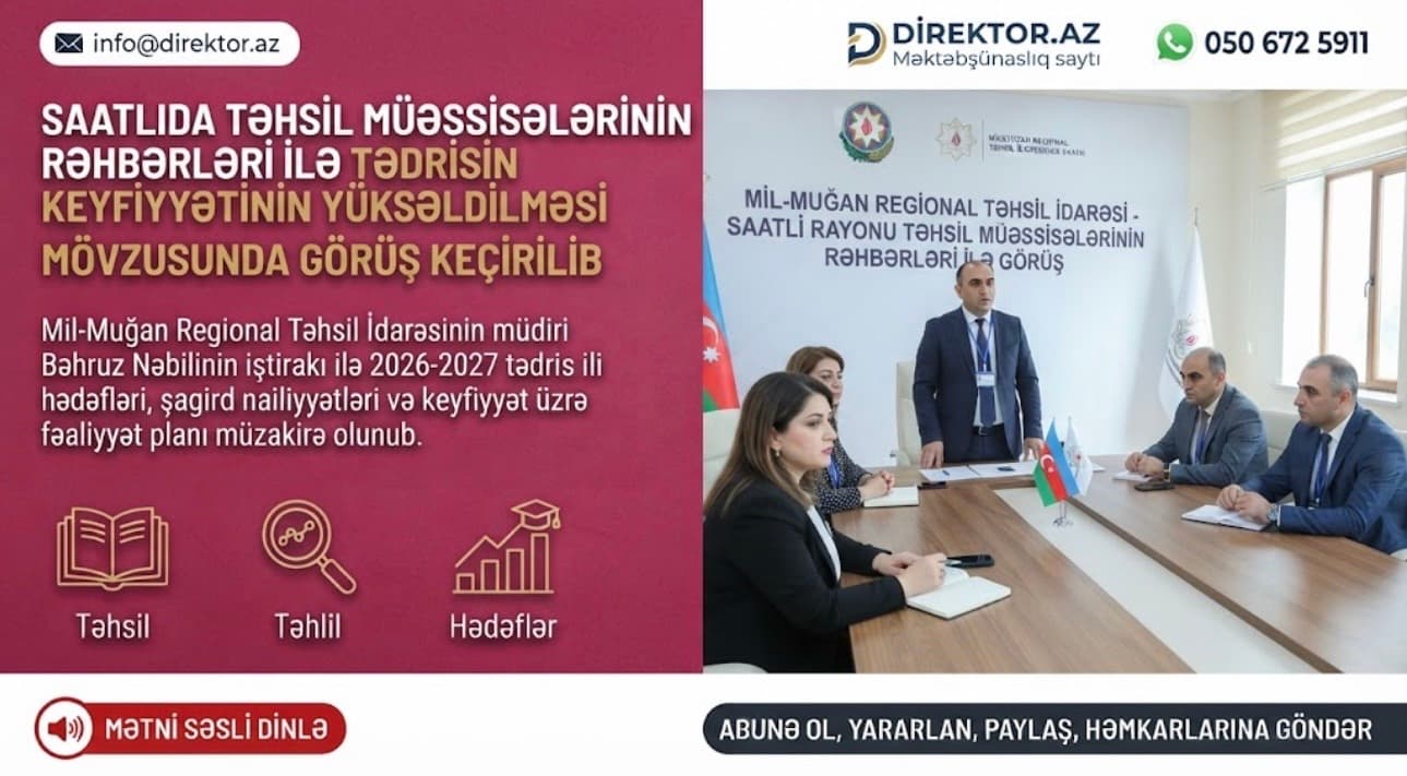 Mil-Muğan Regional Təhsil İdarəsinin müdiri məktəb direktorları ilə görüşüb