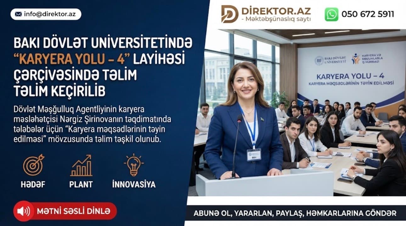 BDU-da “Karyera məqsədlərinin təyin edilməsi”mövzusunda təlim keçirilib