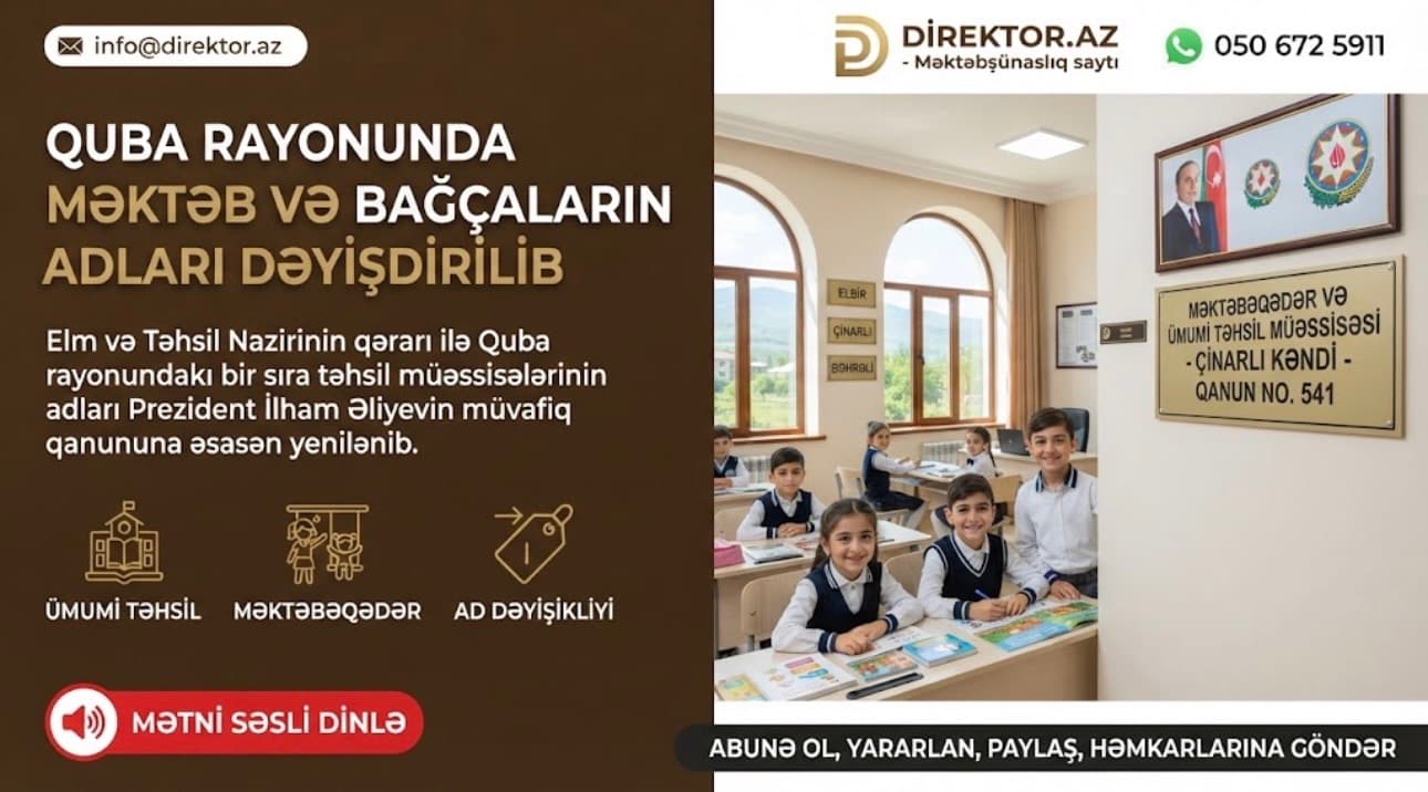 Bəzi məktəblərin adları dəyişdirilib- QƏRAR